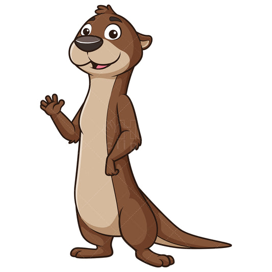 Royalty-free stock vector illustration of an otter waving.