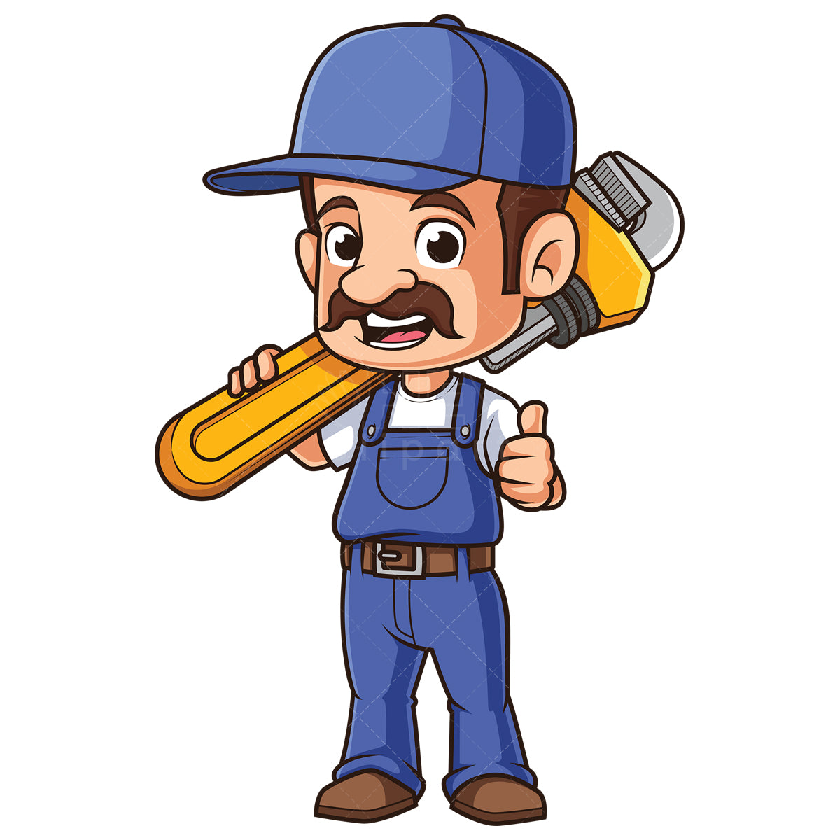 Royalty-free stock vector illustration of a plumber with large wrench.