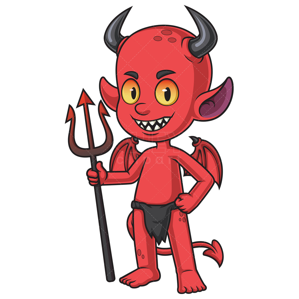 Royalty-free stock vector illustration of a red devil holding trident.