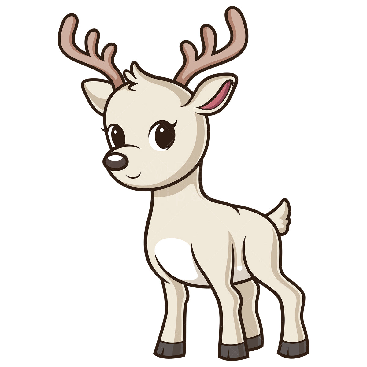 Royalty-free stock vector illustration of a seneca white deer in chibi kawaii style.