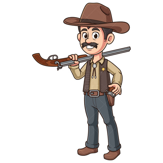 Royalty-free stock vector illustration of a sheriff with shotgun over shoulder.