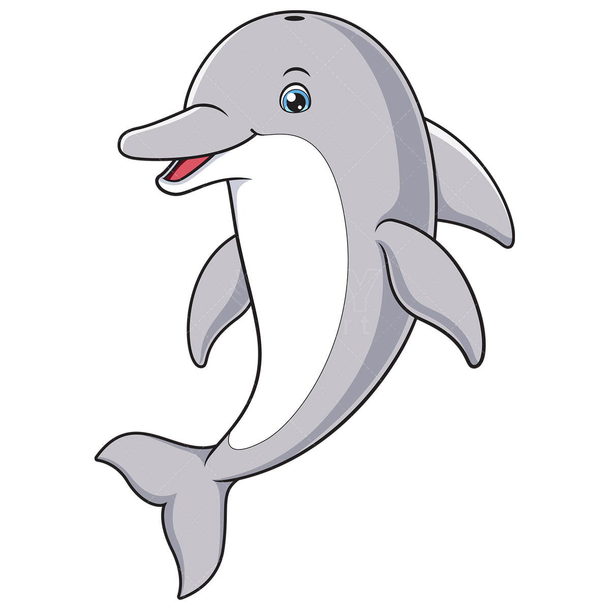 Royalty-free stock vector illustration of a smiling dolphin.