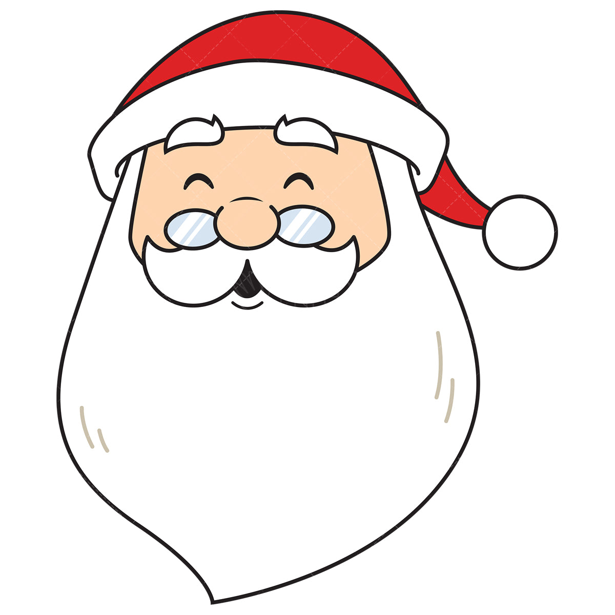 Royalty-free vector illustration of a cheerful santa claus face.