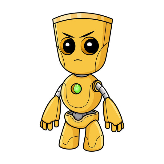 Angry yellow robot. PNG - JPG and vector EPS (infinitely scalable).