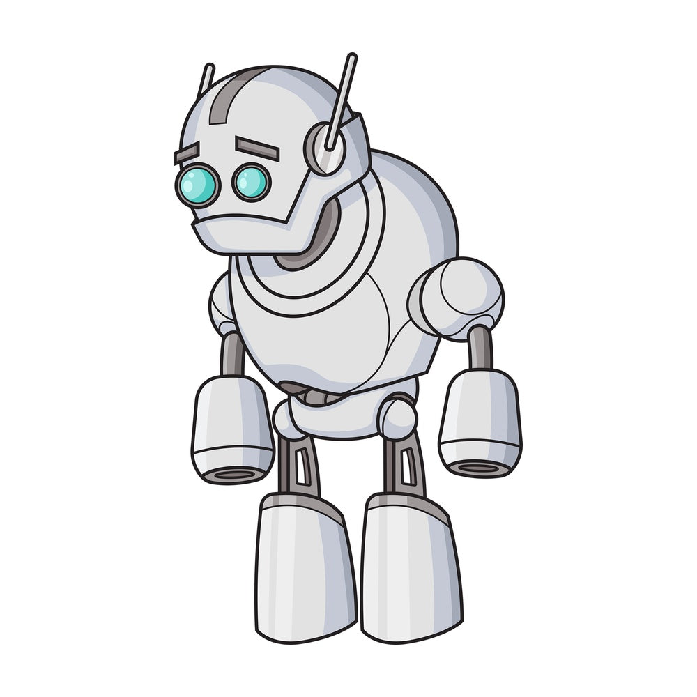 Disappointed robot. PNG - JPG and vector EPS (infinitely scalable).