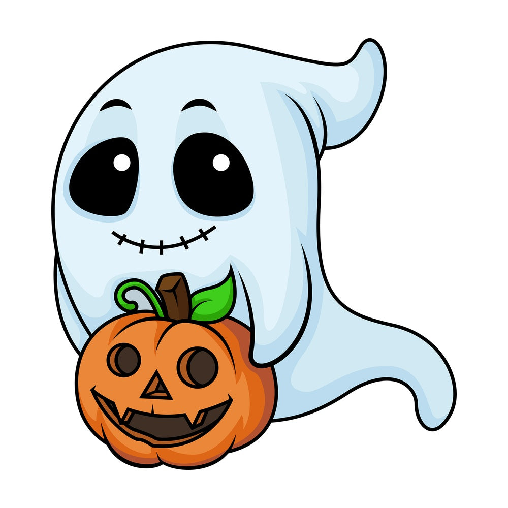 Ghost with halloween pumpkin. PNG - JPG and vector EPS (infinitely scalable).