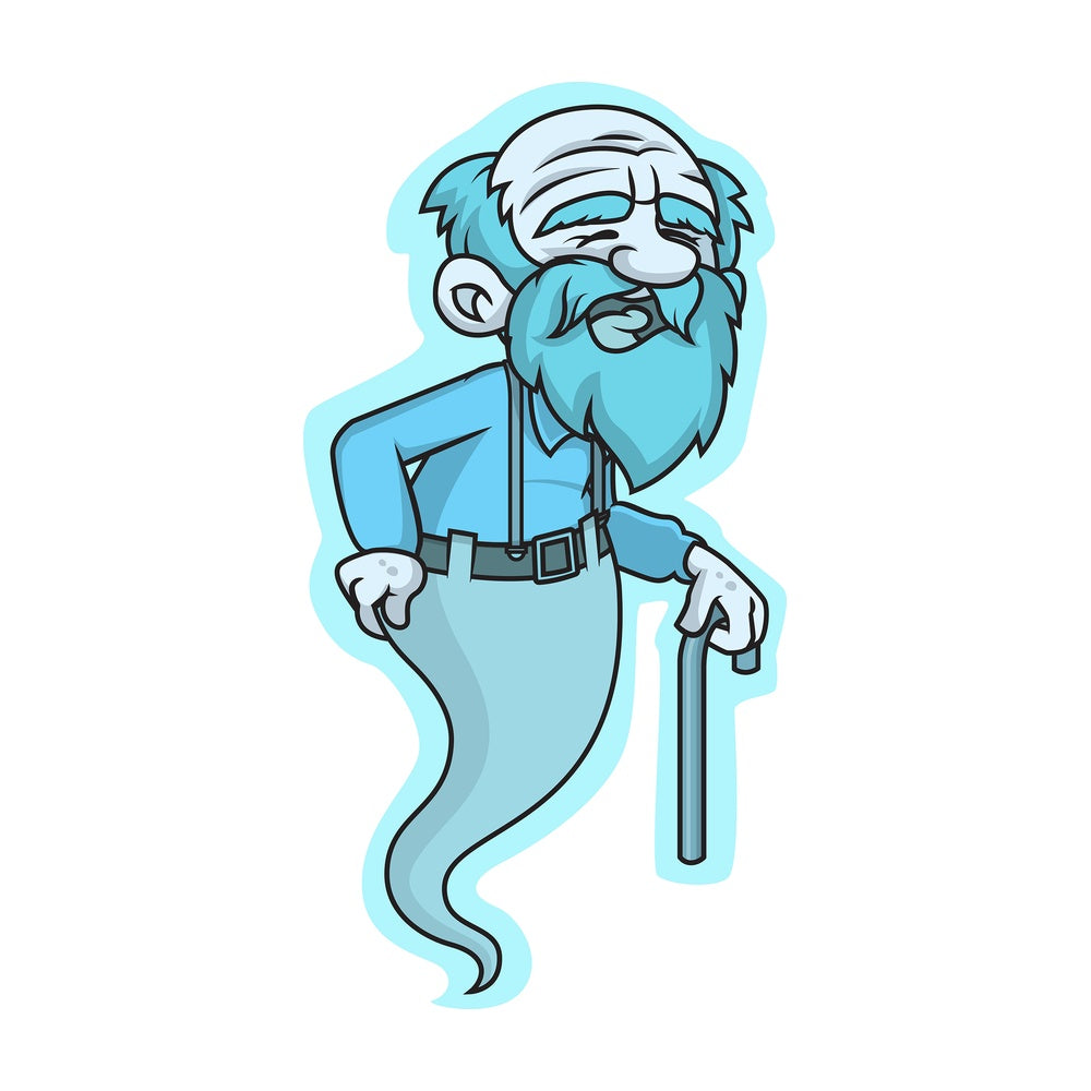 Frail old man ghost. PNG - JPG and vector EPS (infinitely scalable).