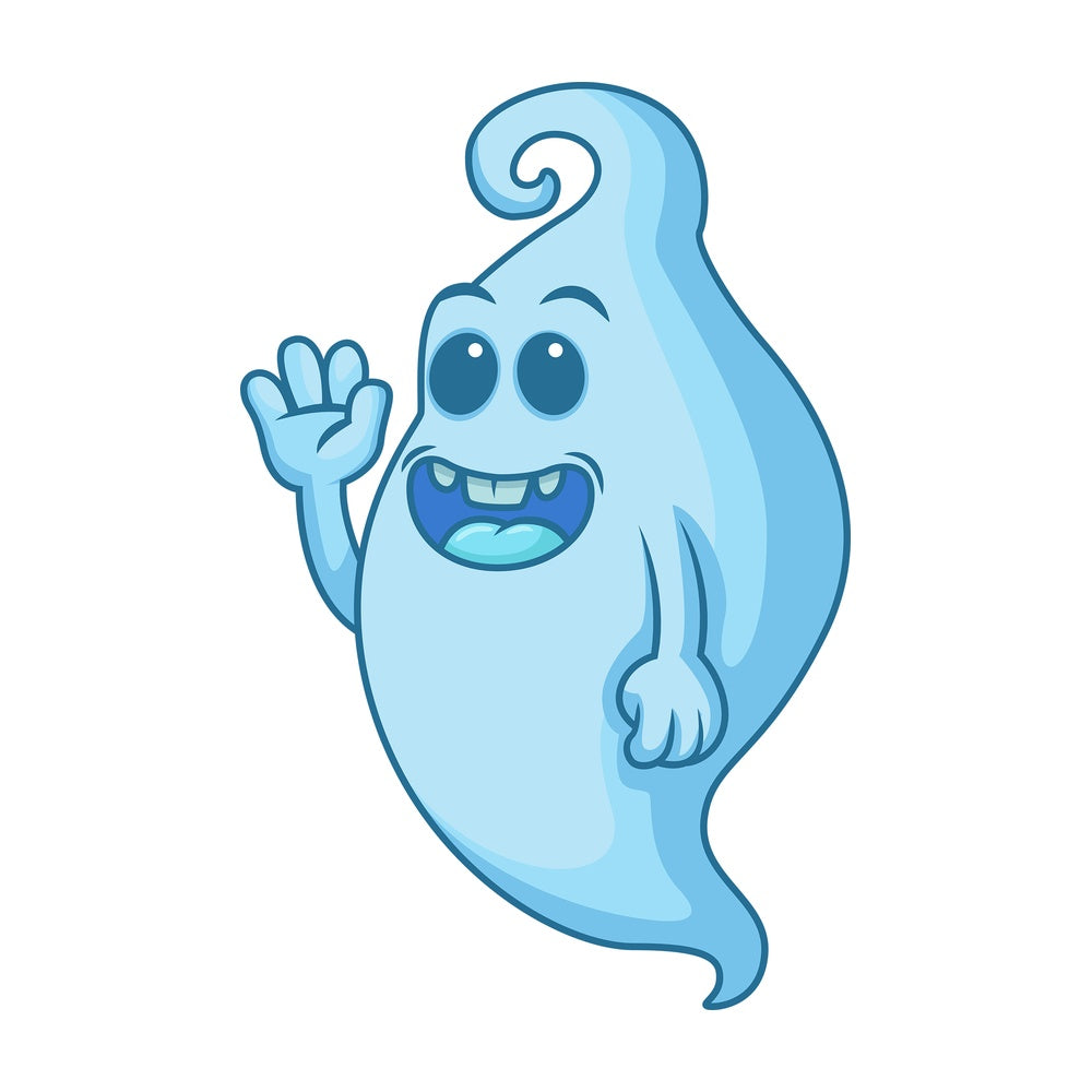 Friendly blue ghost. PNG - JPG and vector EPS (infinitely scalable).