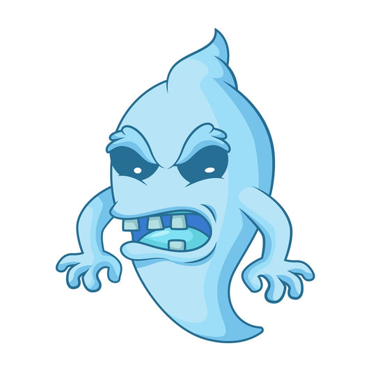 Upset blue ghost. PNG - JPG and vector EPS (infinitely scalable).