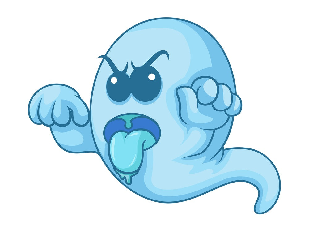 Blue ghost scaring someone. PNG - JPG and vector EPS (infinitely scalable).