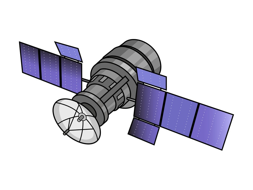Satellite with solar panels. PNG - JPG and vector EPS (infinitely scalable).