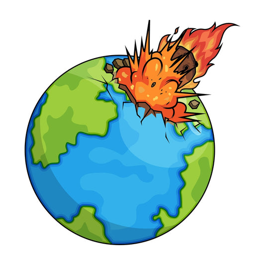 Asteroid hitting the earth. PNG - JPG and vector EPS (infinitely scalable).