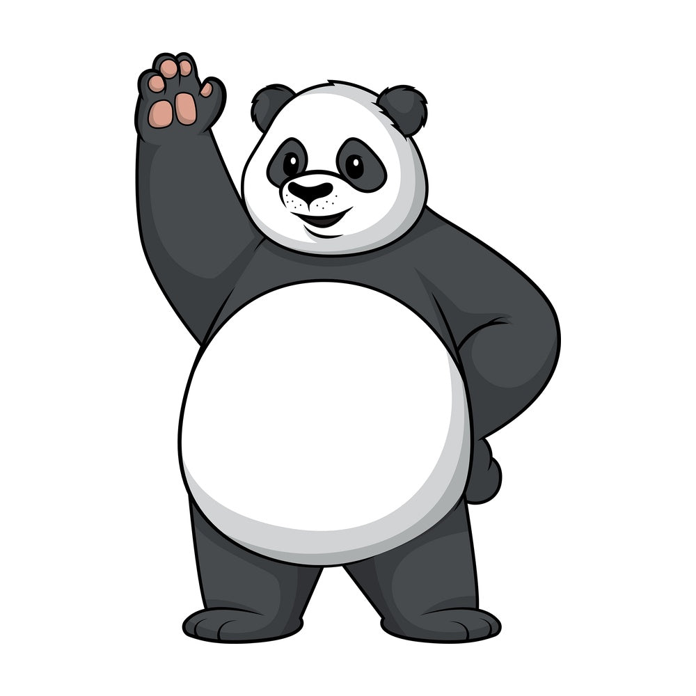 Panda waving. PNG - JPG and vector EPS (infinitely scalable).