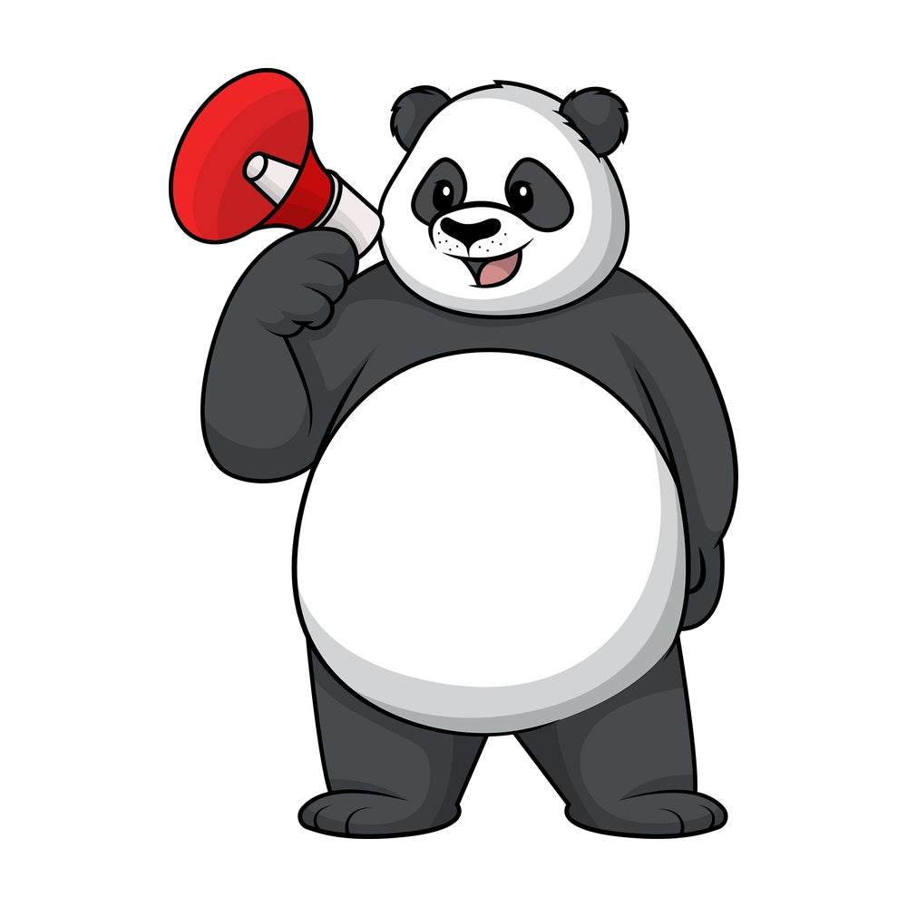 Panda holding megaphone. PNG - JPG and vector EPS (infinitely scalable).