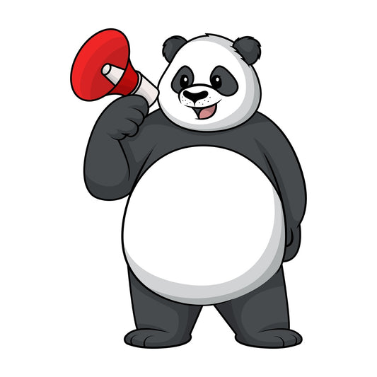 Panda holding megaphone. PNG - JPG and vector EPS (infinitely scalable).