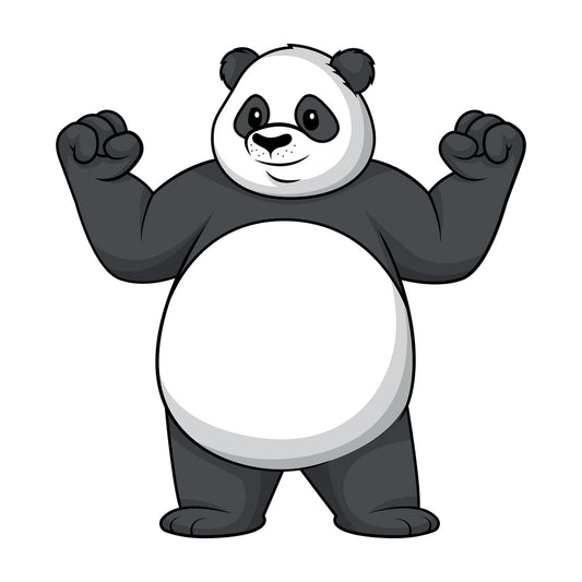Panda flexing muscles. PNG - JPG and vector EPS (infinitely scalable).