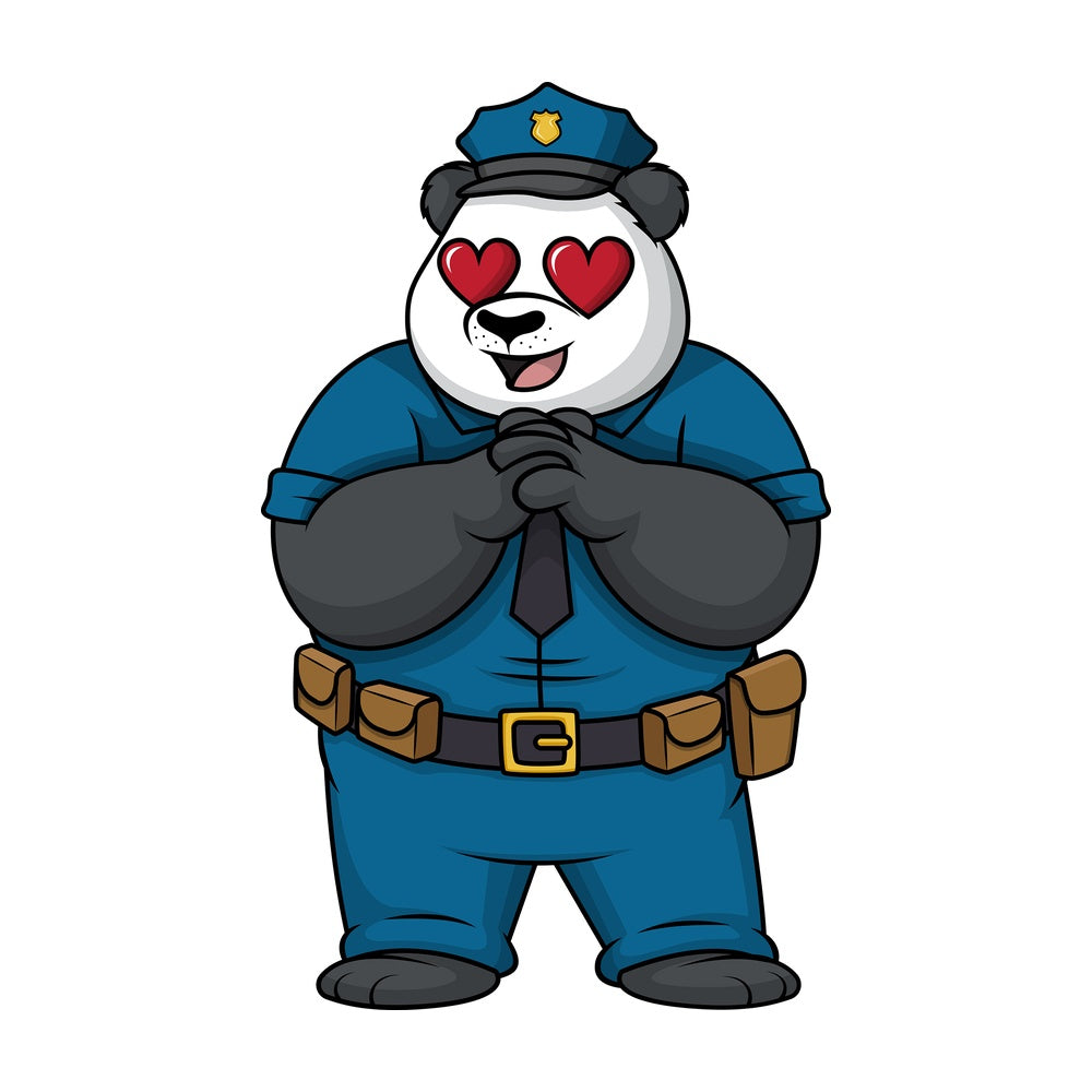 Panda policeman in love. PNG - JPG and vector EPS (infinitely scalable).