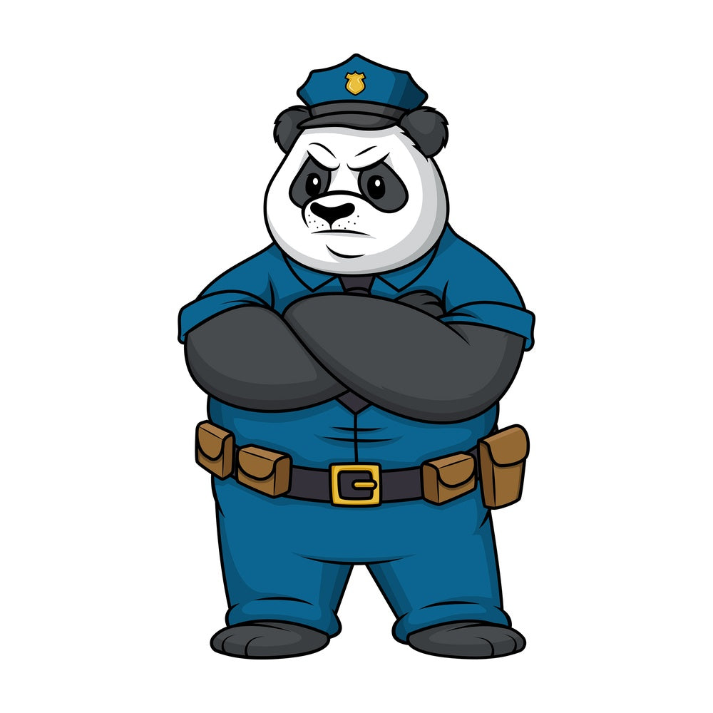 Angry panda policeman. PNG - JPG and vector EPS (infinitely scalable).