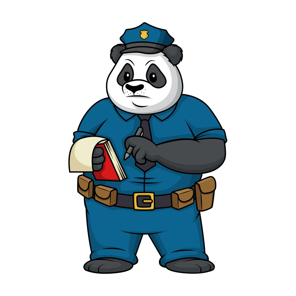Panda policeman writing ticket. PNG - JPG and vector EPS (infinitely scalable).