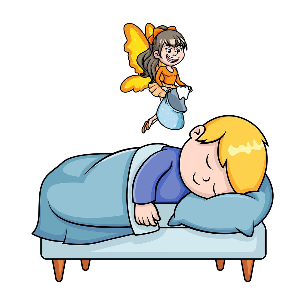 Tooth fairy visiting little boy. PNG - JPG and vector EPS (infinitely scalable).