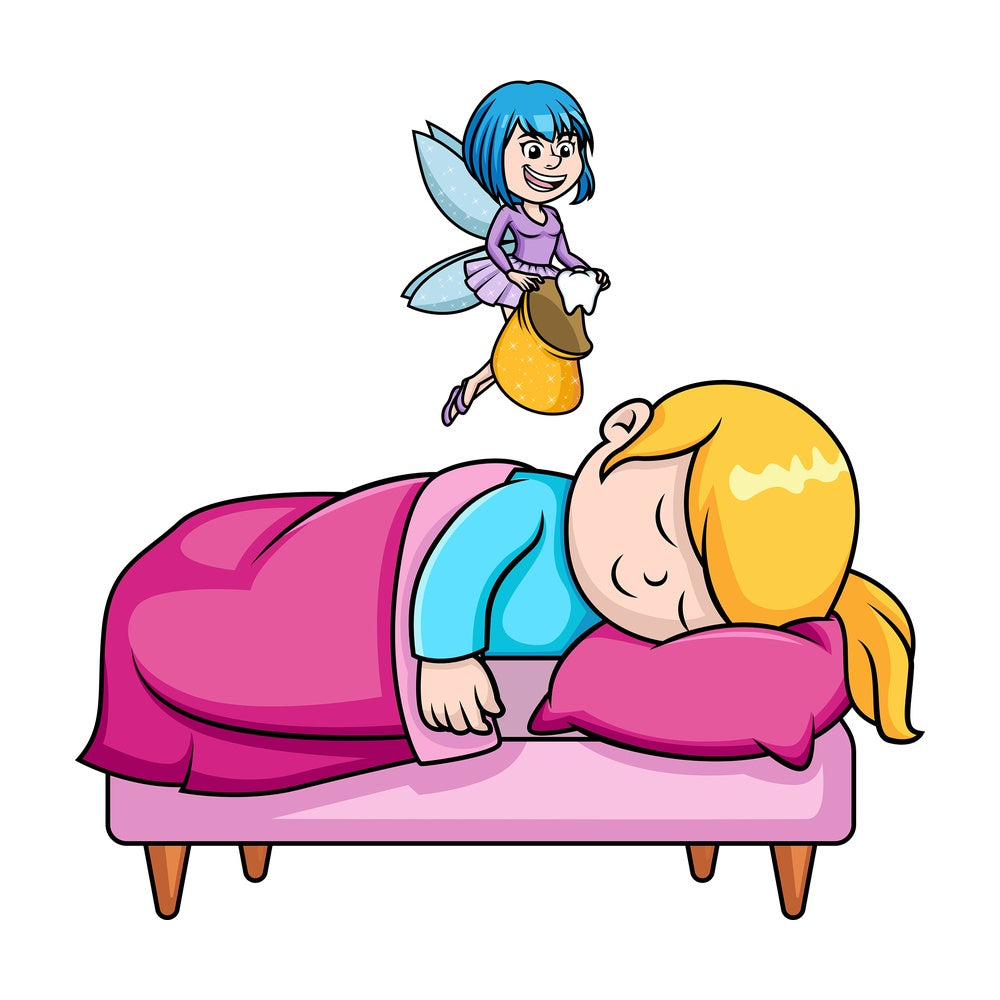 Tooth fairy visiting little girl. PNG - JPG and vector EPS (infinitely scalable).