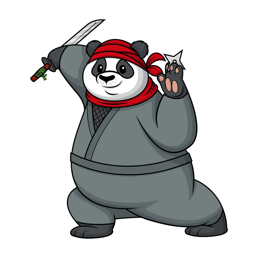 Panda ninja. PNG - JPG and vector EPS file formats (infinitely scalable). Image isolated on transparent background.