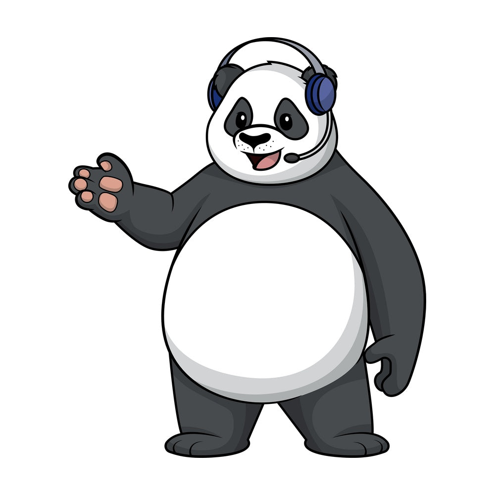 Panda wearing headset. PNG - JPG and vector EPS (infinitely scalable).