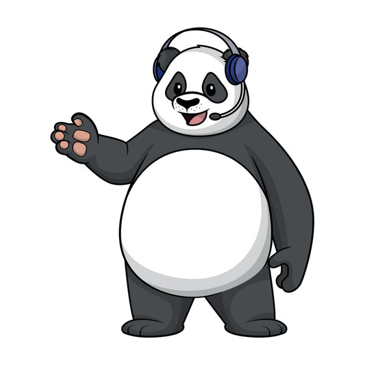 Panda wearing headset. PNG - JPG and vector EPS (infinitely scalable).