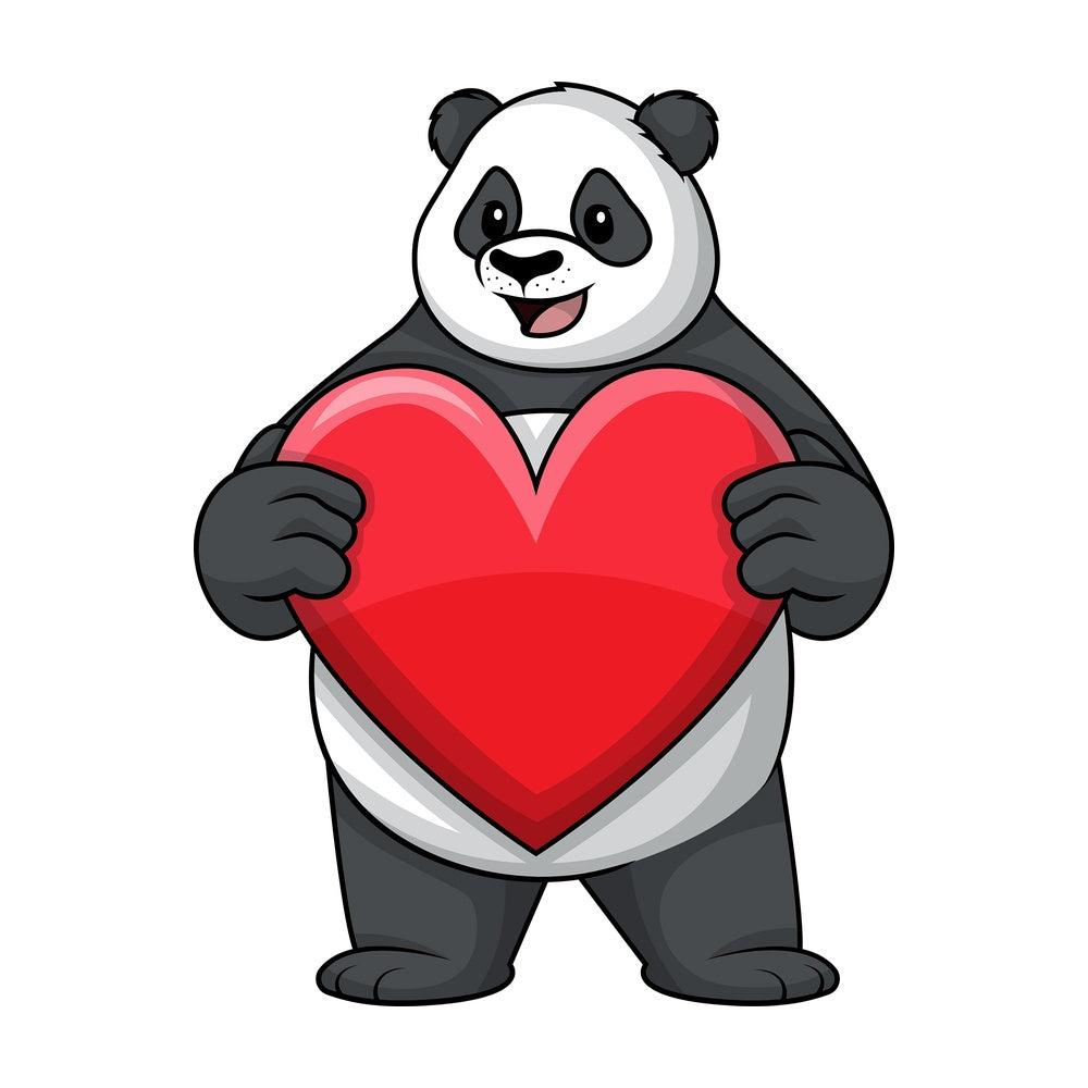 Panda holding heart. PNG - JPG and vector EPS (infinitely scalable).