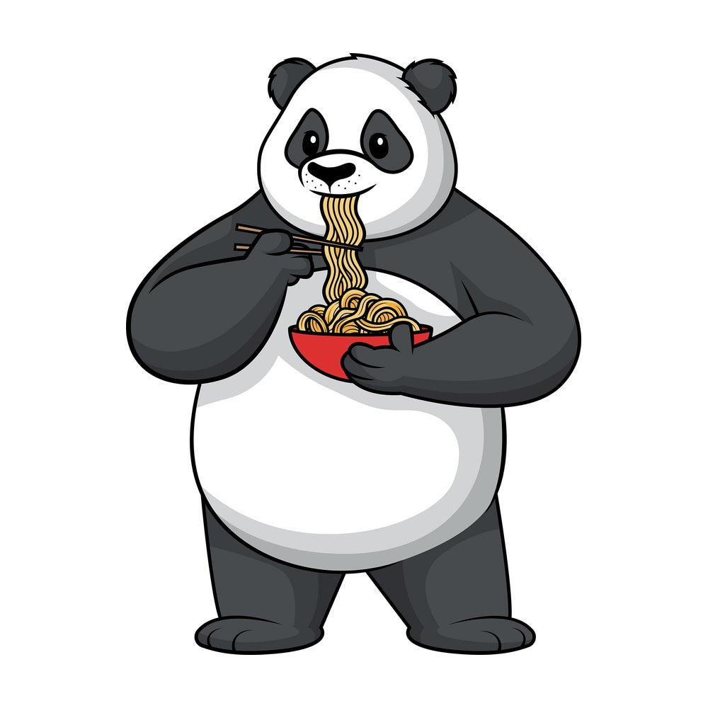 Panda eating noodles. PNG - JPG and vector EPS (infinitely scalable).