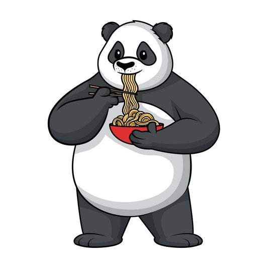 Panda eating noodles. PNG - JPG and vector EPS (infinitely scalable).