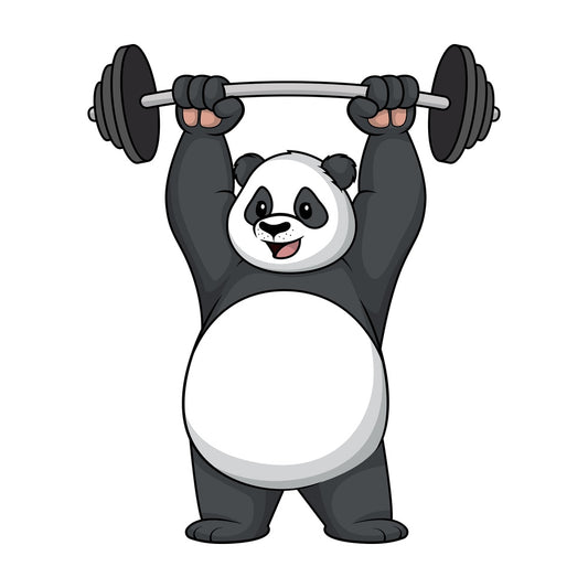 Panda lifting weights. PNG - JPG and vector EPS (infinitely scalable).