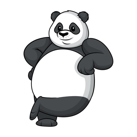 Panda leaning on logo. PNG - JPG and vector EPS (infinitely scalable).
