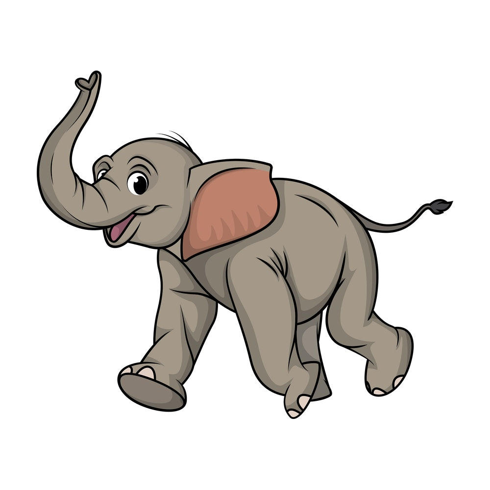 Excited elephant running. PNG - JPG and vector EPS (infinitely scalable).