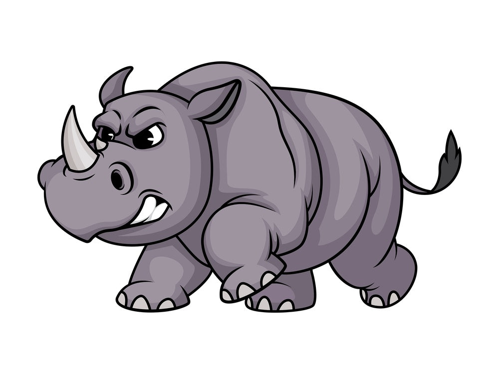 Charging rhino. PNG - JPG and vector EPS (infinitely scalable).