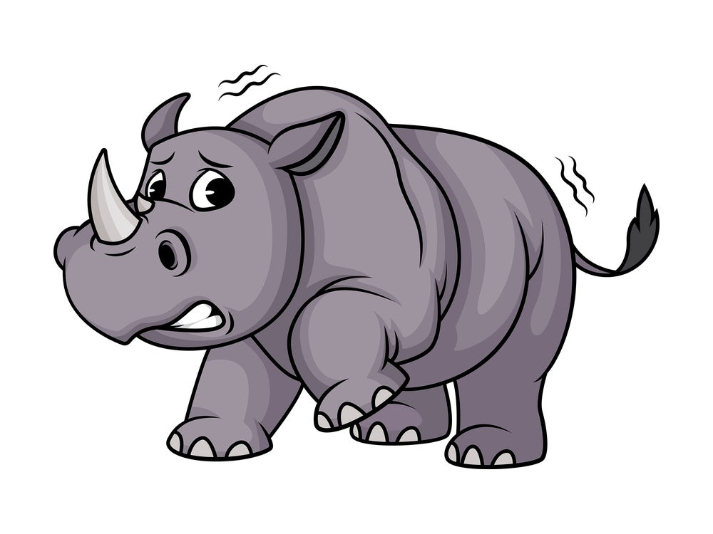 Scared rhino. PNG - JPG and vector EPS (infinitely scalable).