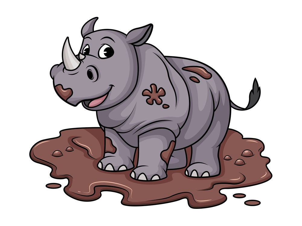 Dirty rhino in mud. PNG - JPG and vector EPS (infinitely scalable).
