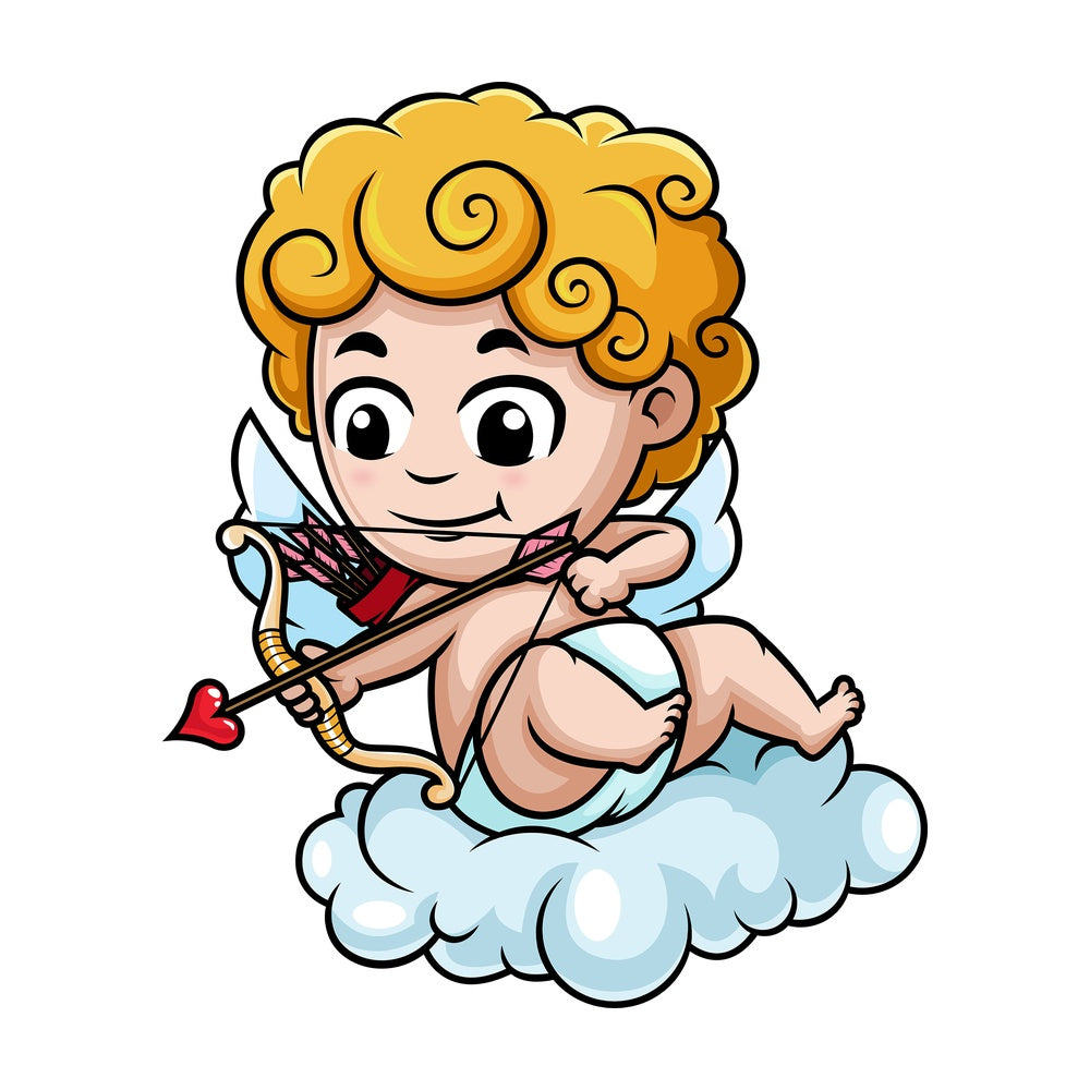 Cupid sitting on a cloud. PNG - JPG and vector EPS (infinitely scalable).
