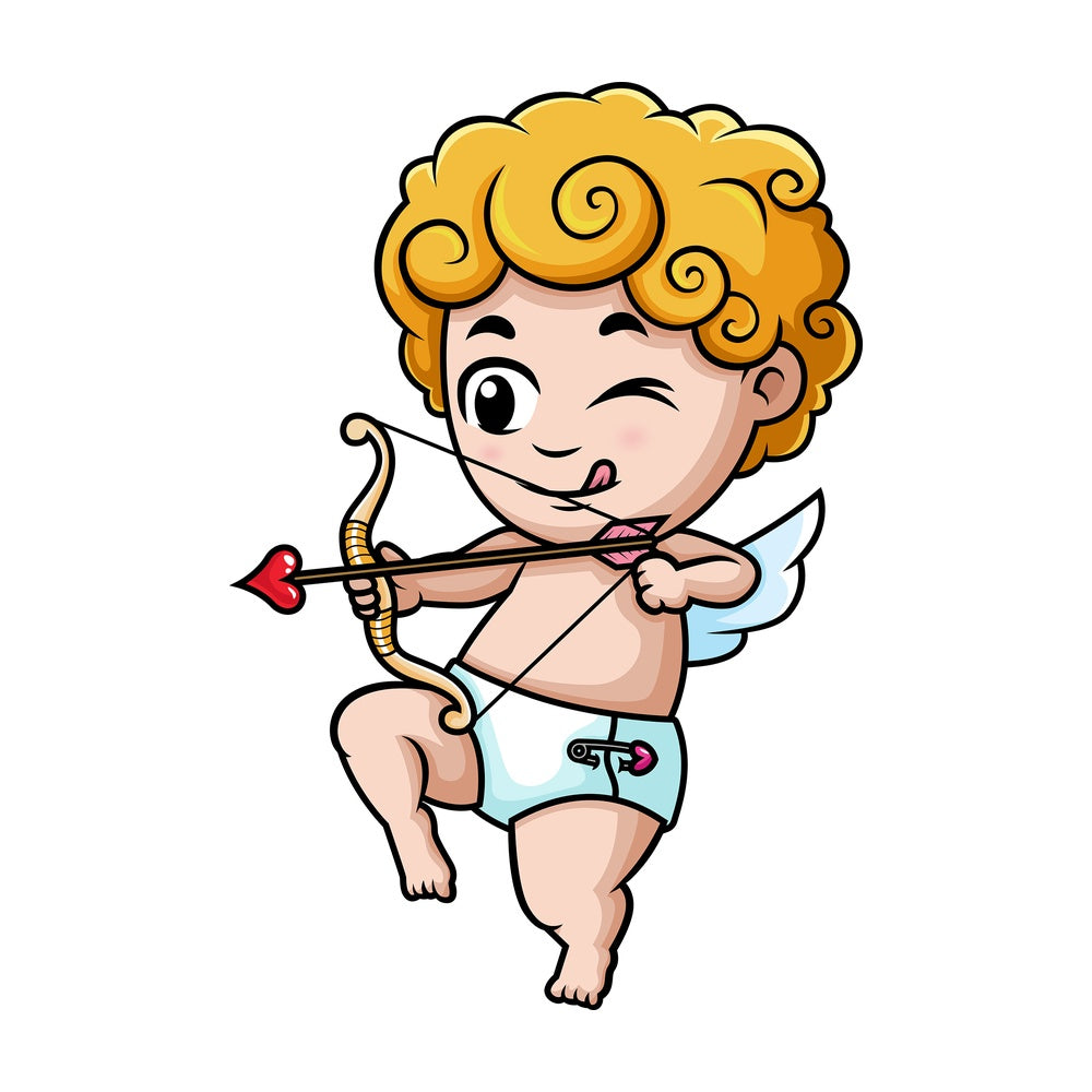 Cupid aiming with his bow. PNG - JPG and vector EPS (infinitely scalable).