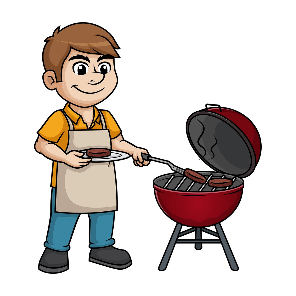 Man cooking bbq. PNG - JPG and vector EPS (infinitely scalable). Image isolated on transparent background.