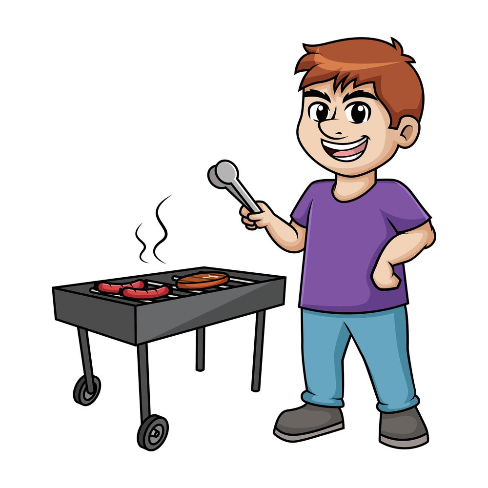 Man barbecuing. PNG - JPG and vector EPS (infinitely scalable). Image isolated on transparent background.