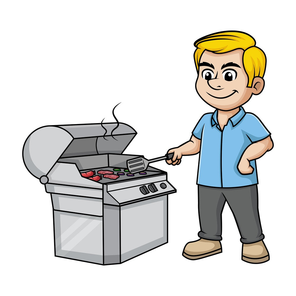 Man cooking on the grill. PNG - JPG and vector EPS (infinitely scalable). Image isolated on transparent background.