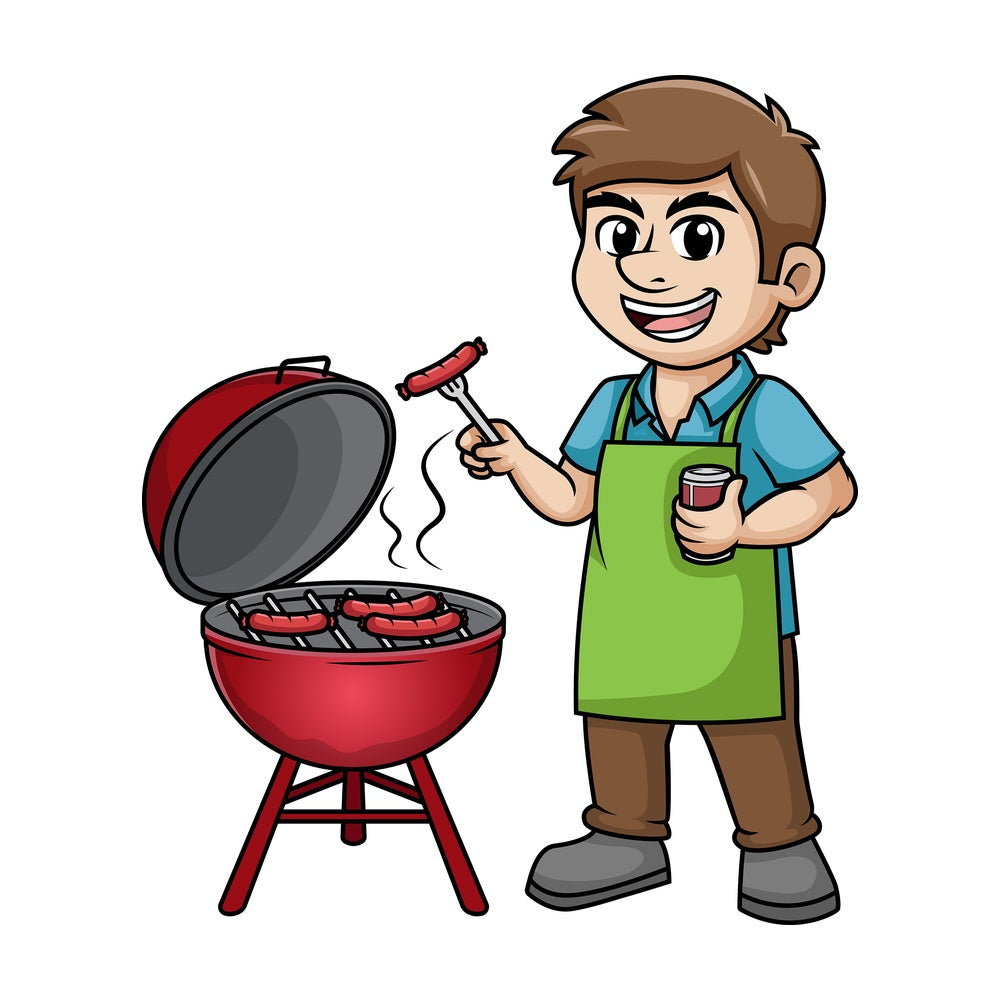 Man cooking barbecue. PNG - JPG and vector EPS (infinitely scalable). Image isolated on transparent background.