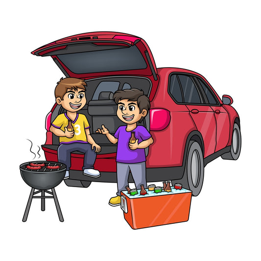 Friends tailgating. PNG - JPG and vector EPS (infinitely scalable).