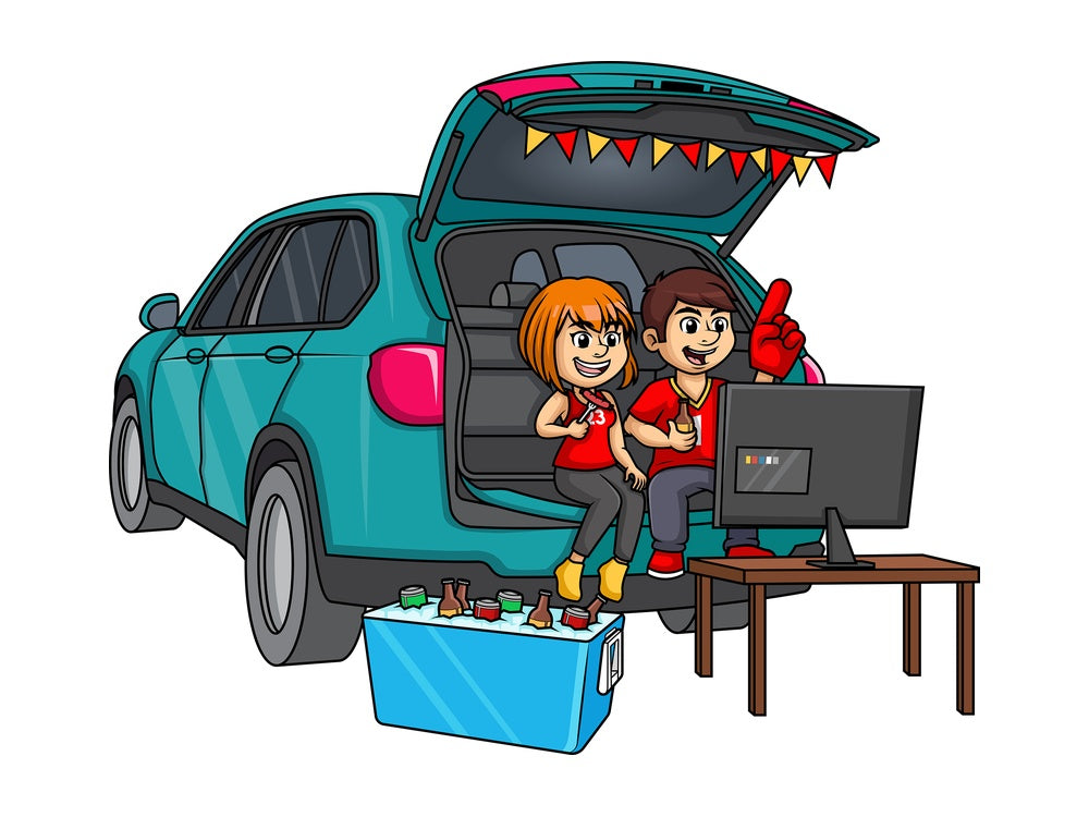 Couple tailgating. PNG - JPG and vector EPS (infinitely scalable).
