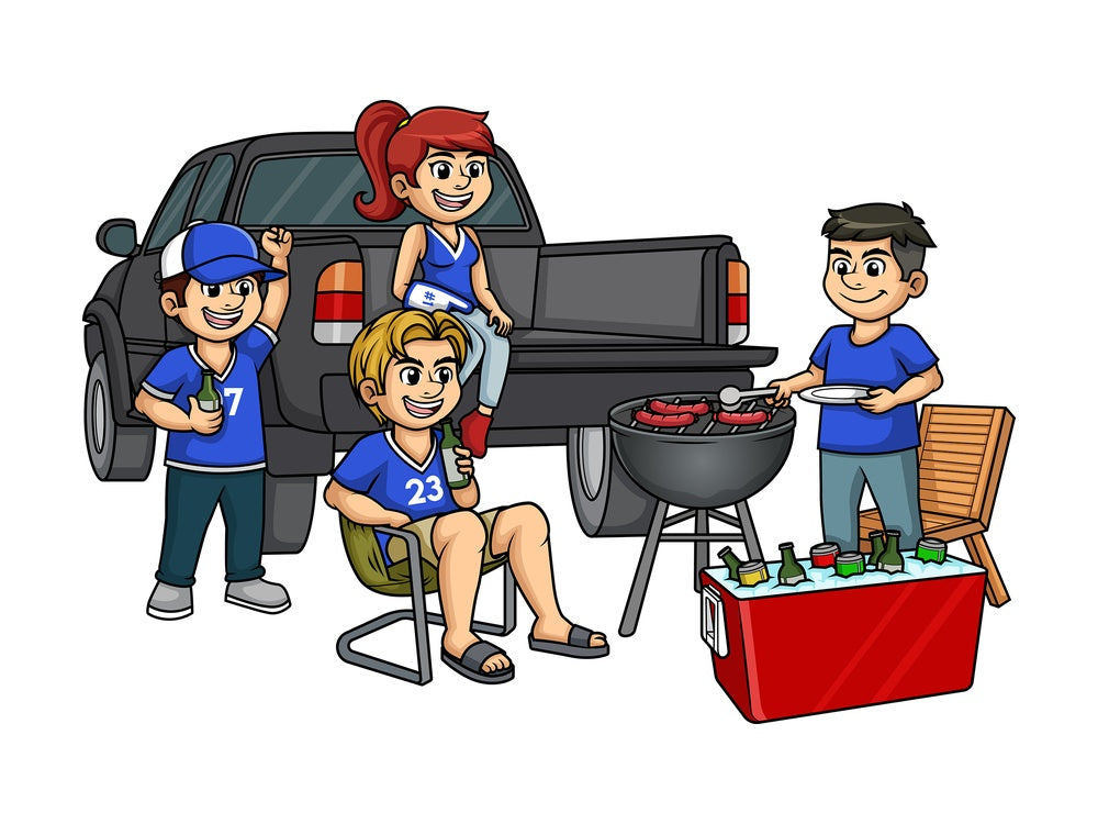 Sports fans tailgate party. PNG - JPG and vector EPS (infinitely scalable).