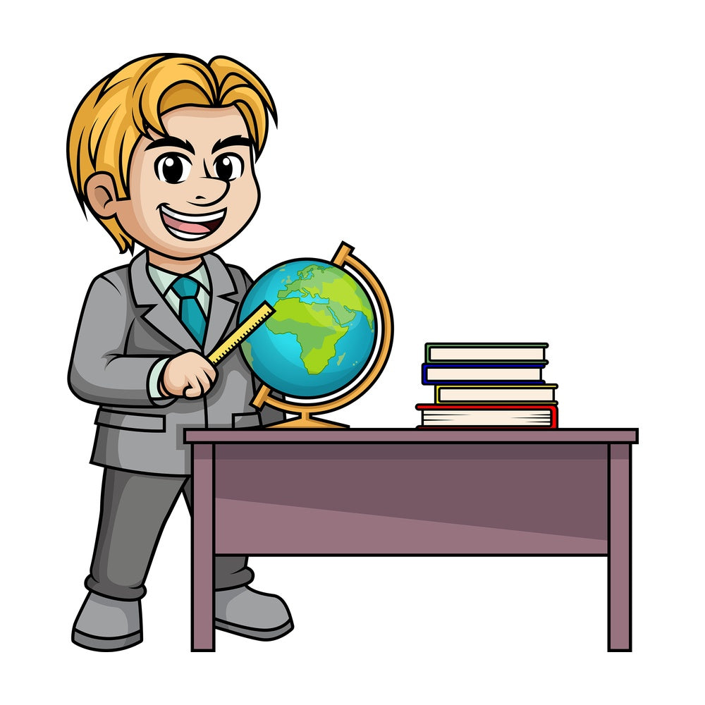 Male geography teacher. PNG - JPG and vector EPS (infinitely scalable).