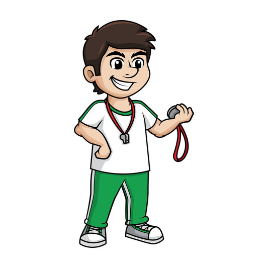 Male gym teacher. PNG - JPG and vector EPS (infinitely scalable).