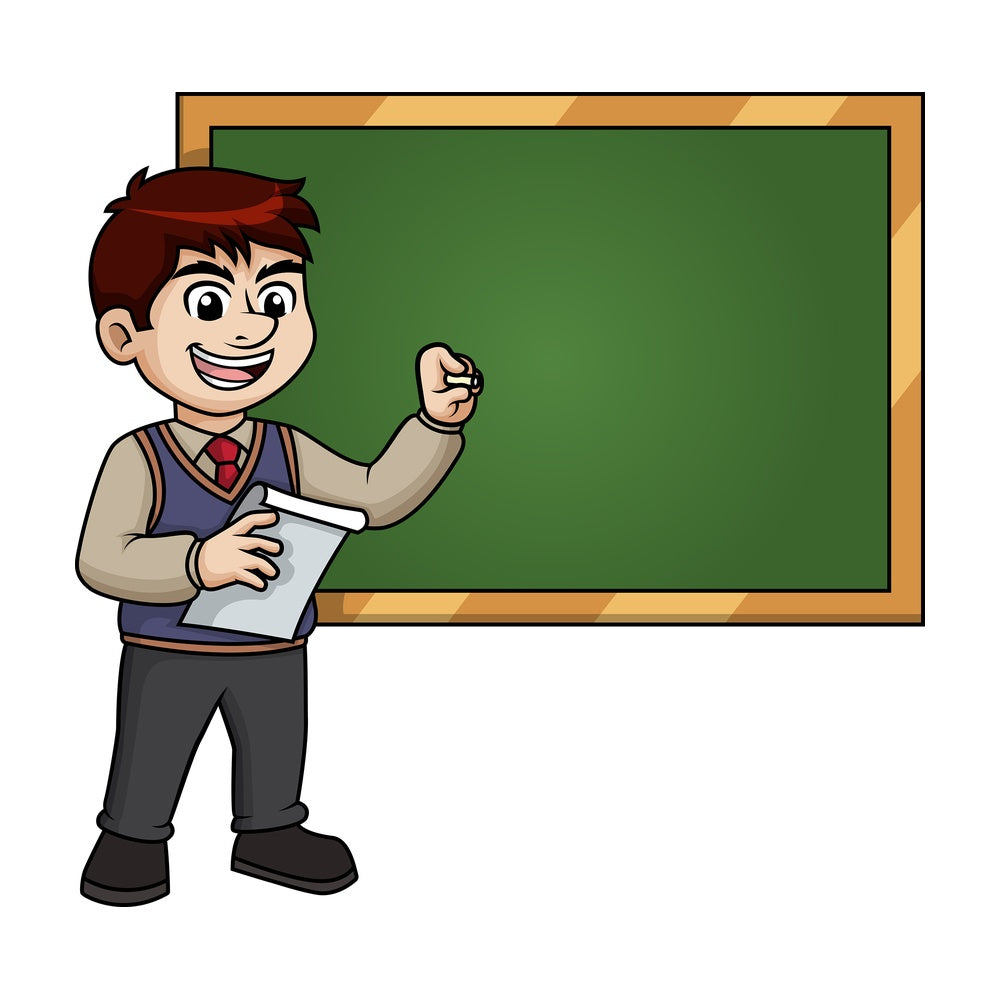 Male writing teacher. PNG - JPG and vector EPS (infinitely scalable).