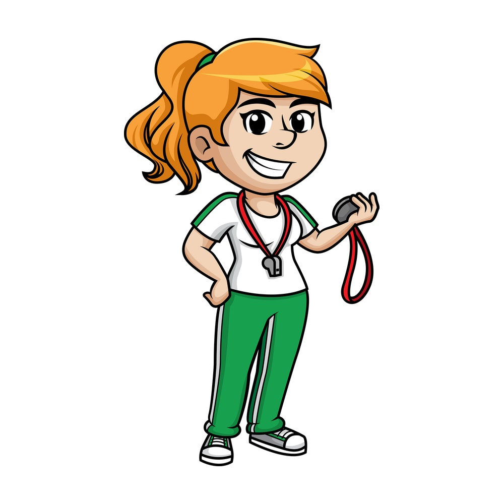 Female gym teacher. PNG - JPG and vector EPS (infinitely scalable).